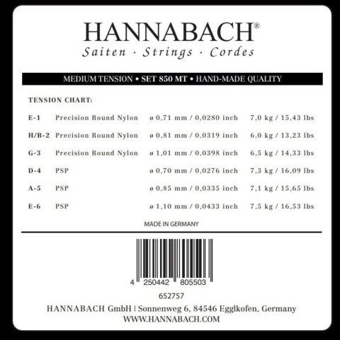 Struny pro klasickou kytaru série 850 Medium tension PSP Struny pro klasickou kytaru série 850 Medium tension PSP