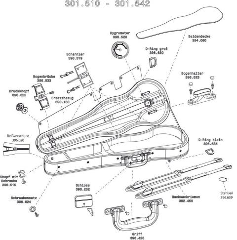 Náhradní díly - Tvarové pouzdro pro housle Strato Super Light Weight