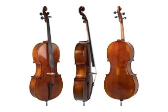 Cello Allegro-VC1 ANTIK 4/4 včetně Setup, pouzdra, Massaranduba smyčce, Larsen Aurora strun