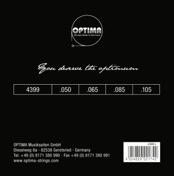 Optima struny pro E-bas Struny-chrom, ovinuté, long scale Sada 4-strunný medium 4399M