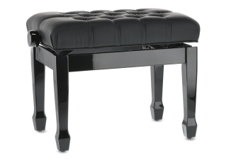 Piano stolička Deluxe XL Černý vysoký lesk Potah z umělé kůže, černá
