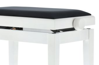 Piano stolička Deluxe Bílá, matná Černý sedák JB2