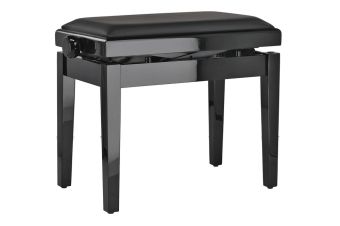 Piano stolička Deluxe Autolift Vinyl černé, vysoký lesk Černé sedadlo