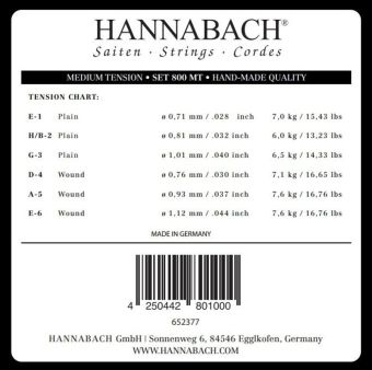 Struny pro Klasickou kytaru Serie 800 Medium tension Postříbřené 3-tá Diskant 8008MT