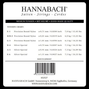 Struny pro klasickou kytaru série 815 Medium tension Silver special E6w 8156MT