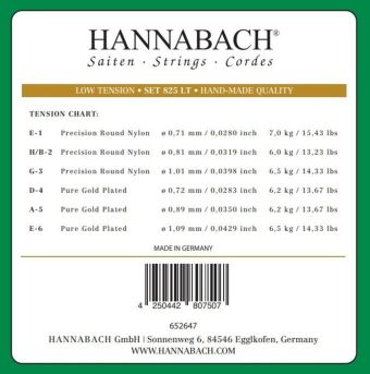 Struna pro klasickou kytaru série 825 Low tension Speciální pozlacení E6w 8256LT