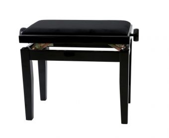 Piano stolička Deluxe Černý vysoký lesk Černý potah JB2