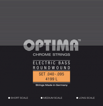 Optima struny pro E-bas Struny-chrom, ovinuté, long scale Sada 4-strunné light 4199L