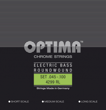 Optima struny pro E-bas Chrome Strings. Round Wound Medium Scale sada 4-strunné reg-light 4299RL