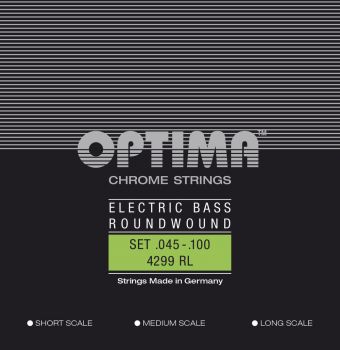 Optima struny pro E-bas Chrome Strings. Round Wound Short Scale Sada 4-str. short-scale