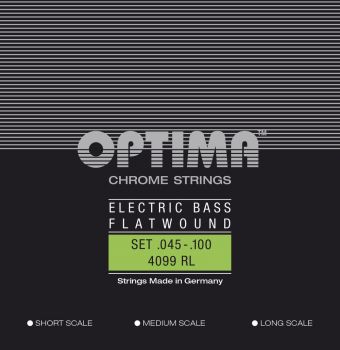 Optima struny pro E-bas Chrome Strings Flat Wound Sada 4-strunný medium 4099M