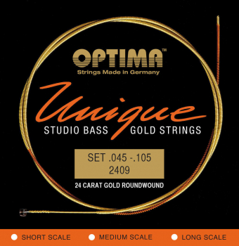 Optima struny pro E-bas Unique Studio Gold Strings 4-str. super long sc. 2409SL