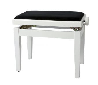Piano stolička Deluxe Bílý vysoký lesk Bílý potah JB2