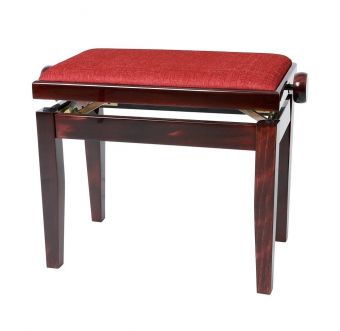 Piano stolička Deluxe Mahagon vysoký lesk Bordeaux potah JB2