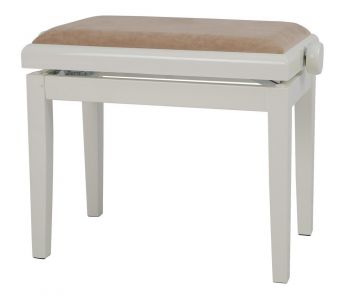 Piano stolička Deluxe slonovina - vysoký lesk Béžový potah JB2