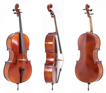 Cello Ideale-VC2 4/4 Setup, včetně povlaku, Massaranduba smyčce, Thomastik-Infeld AlphaYue  stun / Larsen Crown strun