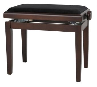 Piano stolička Deluxe ořech - tmavě matné Černý potah JB2