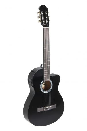 E-akustická, klasická kytara BasicPlus E-akustická, černá, slim body