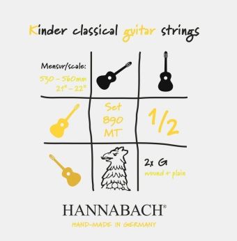 Hannabach Struny pro klasickou kytaru série 890 1/2 kytara pro děti Menzura: 53-56cm