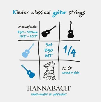Hannabach Struny pro klasickou kytaru série 890 1/4 kytara pro děti Menzura: 49-52cm
