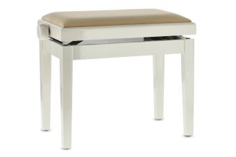 Piano stolička Deluxe slonovina - vysoký lesk  Béžový potah JB2