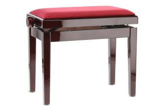 Piano stolička Deluxe Mahagon vysoký lesk  Bordeaux potah JB2
