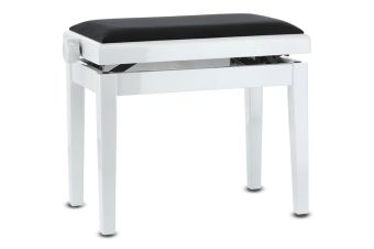 Piano stolička Deluxe Bílý vysoký lesk  Bílý potah JB2