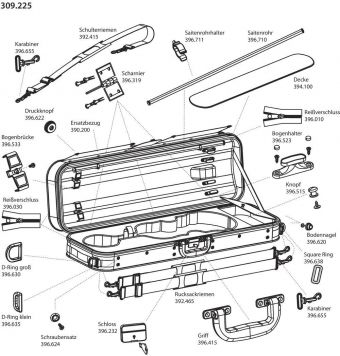 Pouzdro pro housle Liuteria Sport Style  Dosedací kolíky při položení poudra na zem