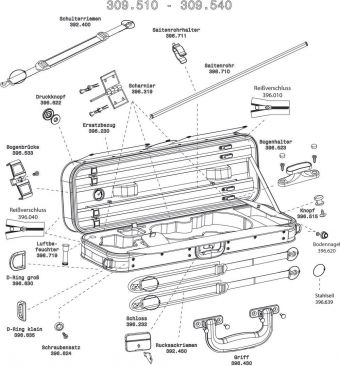 Náhradní díly - Tvarové pouzdro pro housle Liuteria Maestro  Ocelové lanko