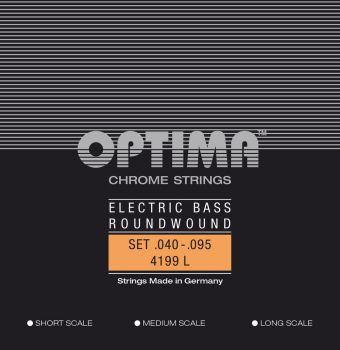 Optima struny pro E-bas Struny-chrom, ovinuté, long scale  Sada 4-strunné light 4199L